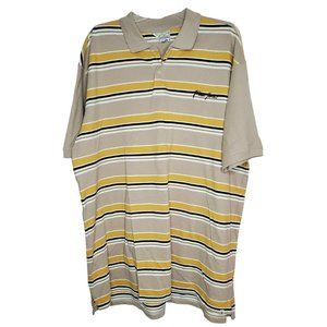 Phat Farm XXXXL Beige Yellow Black White Horizontal Strip Cotton Polo Shirt